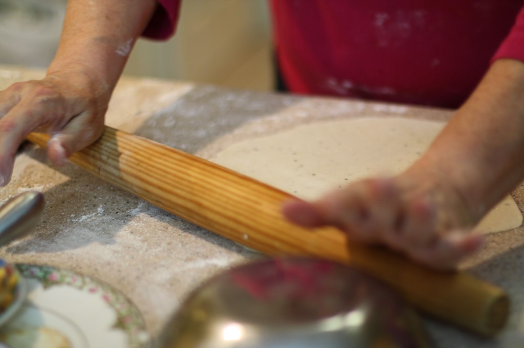 Jill rolls out the dough