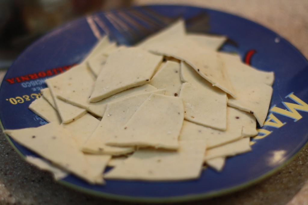 All the diamond dumpling pieces waiting for their turn in the pot